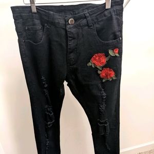 Nutriangee Men's Floral Jeans